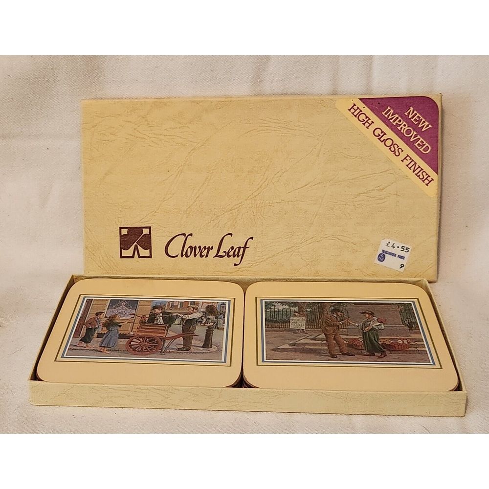 Clover Leaf Set of 6 CoastersLLC 131 Victorian Street Scenes  England‎